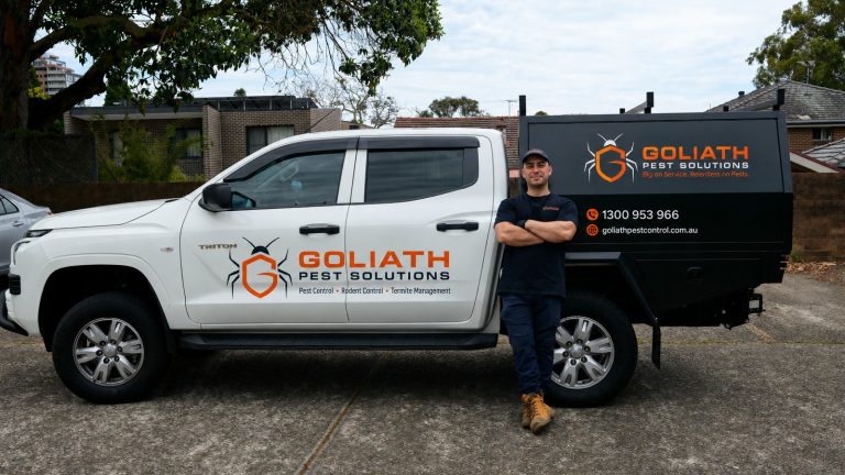 Goliath Pest Solutions owner and service vehicle
