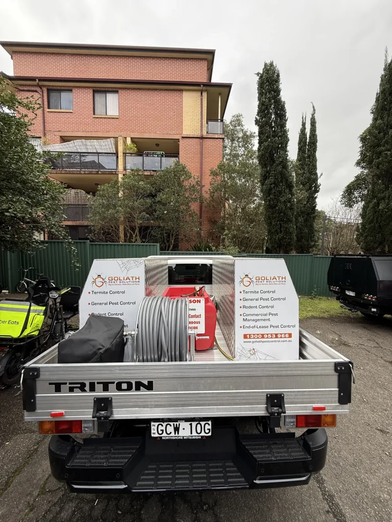 Goliath Pest Solutions termite service vehicle and treatment equipment