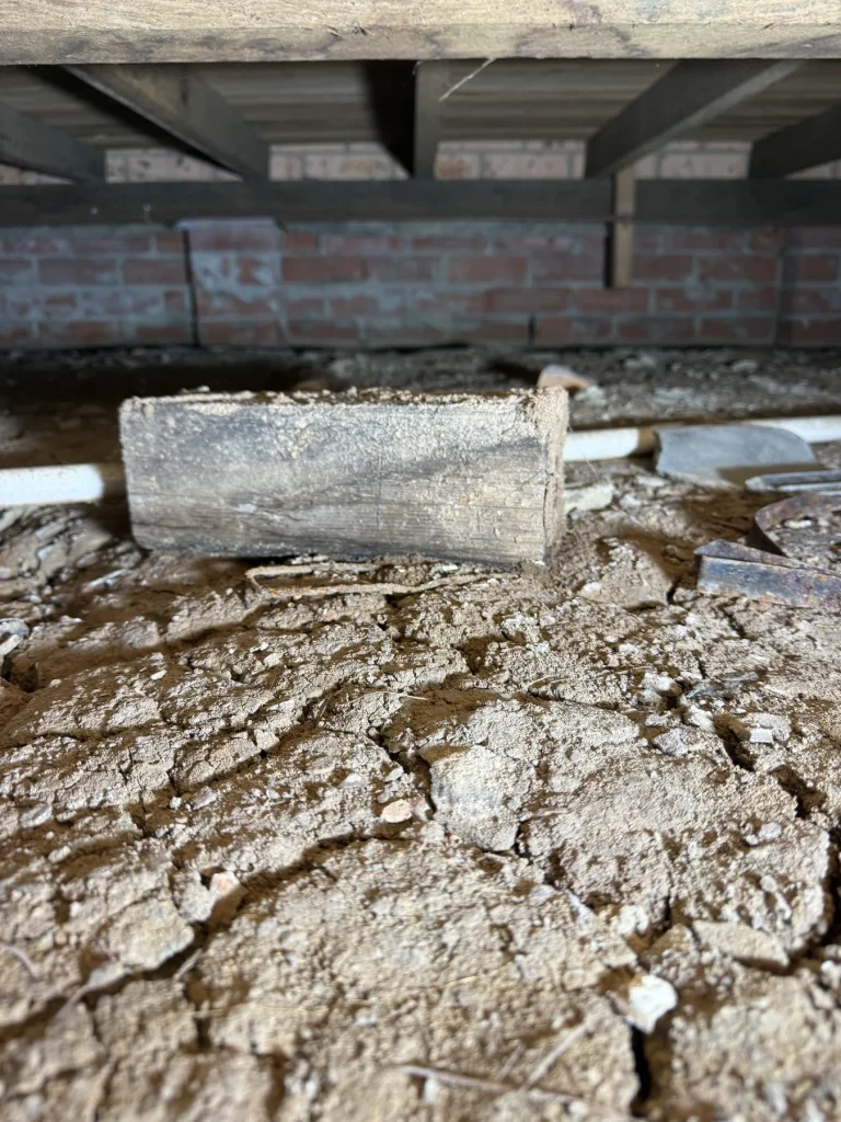 Foundation and soil conditions assessed during a subfloor termite inspection