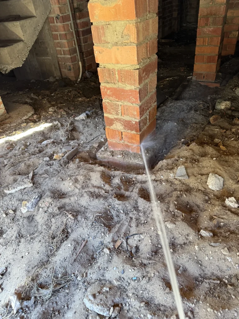Subfloor pest-control treatment around a brick pier