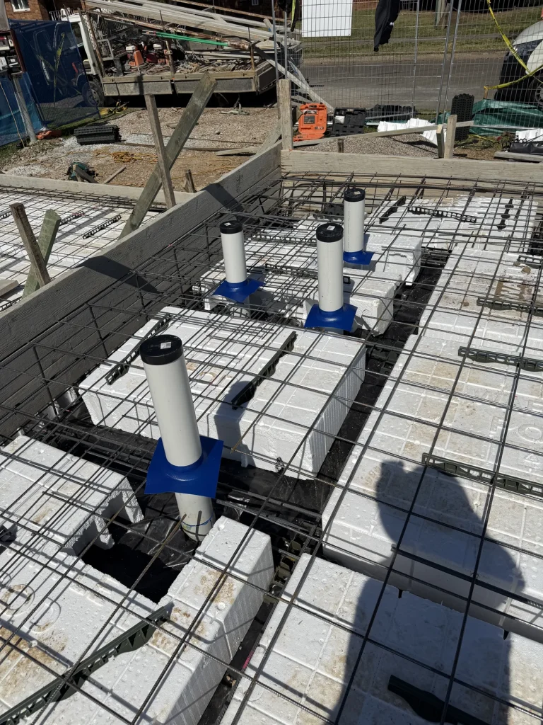 Termite protection installed around slab penetrations during construction